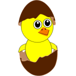 Funny Chick Cartoon Newborn Coming Out From The Egg With A Chocolate Eggshell Hat Favicon 